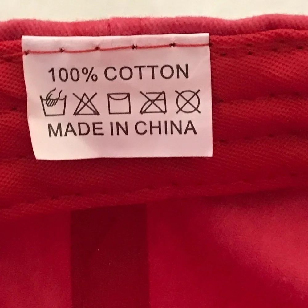 Adult Adjustable Red Cotton Ball Cap